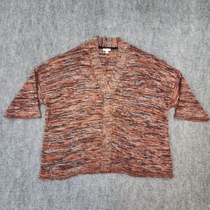 J Jill Sweater Womens Petite Medium Pure Jill Space Dyed Campari Marled V Neck